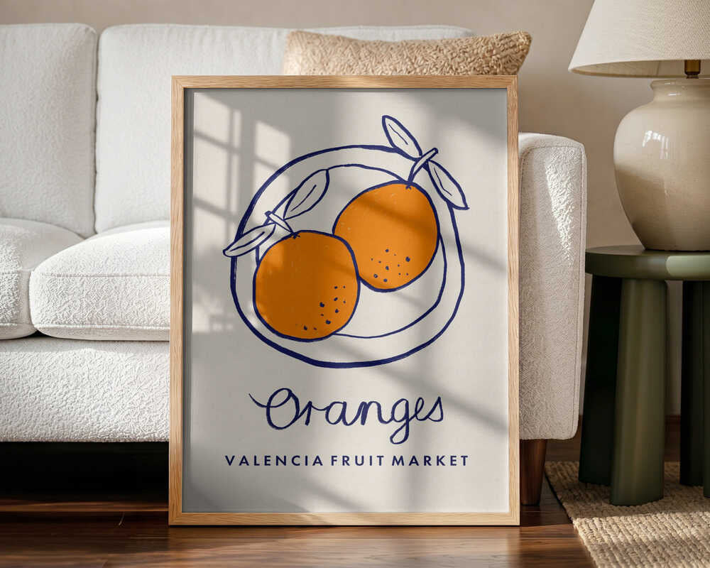 Valencia Market Oranges Art Print UK — Abstract Vibrant Wall Art — Kitchen — Wall It All Prints