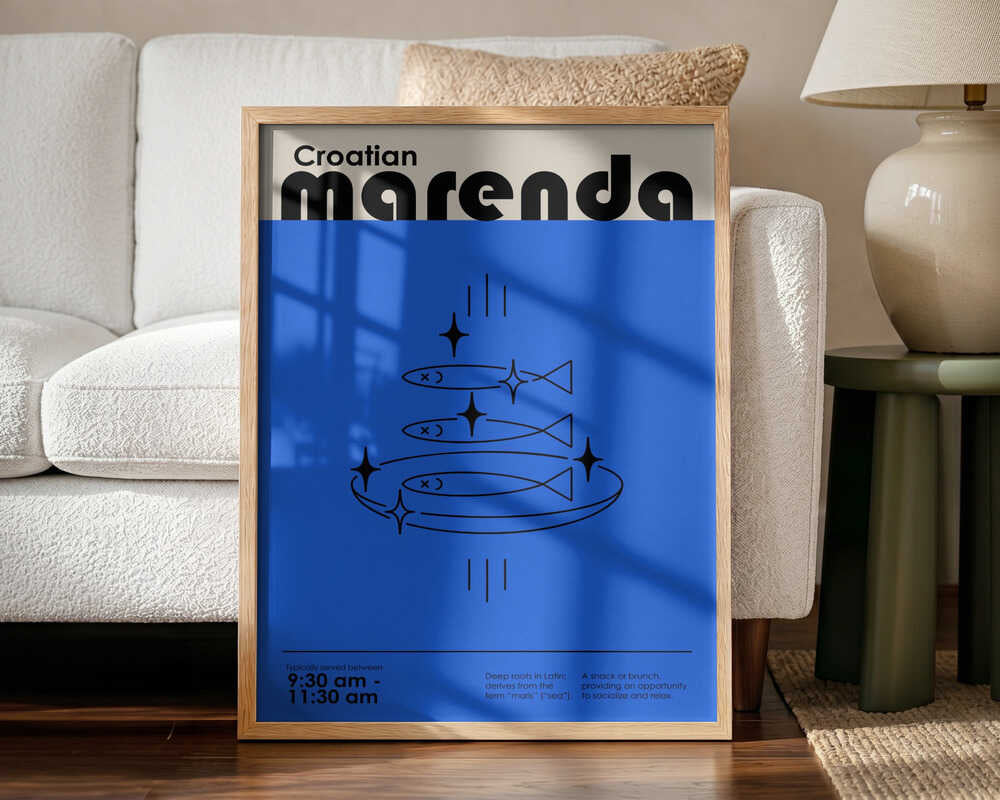 Croatian Marenda Fish Art Print UK — Abstract Dark Wall Art — Kitchen — Wall It All Prints