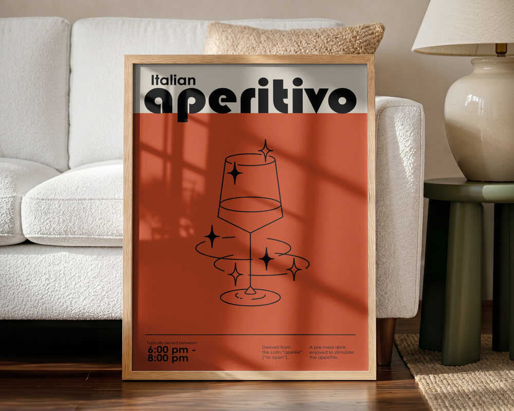 Sparkling Italian Aperitivo Art Print UK — Abstract Dark Wall Art — Kitchen — Wall It All Prints