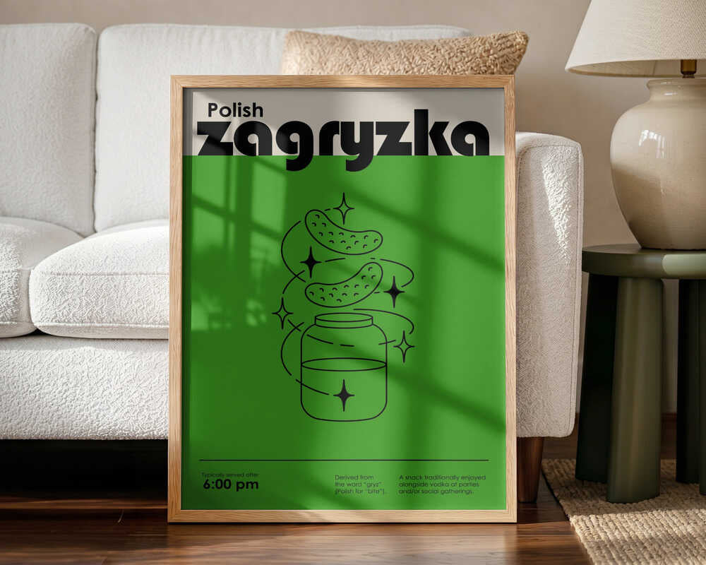 Green Polish Snack Art Print UK — Abstract Dark Wall Art — Kitchen — Wall It All Prints