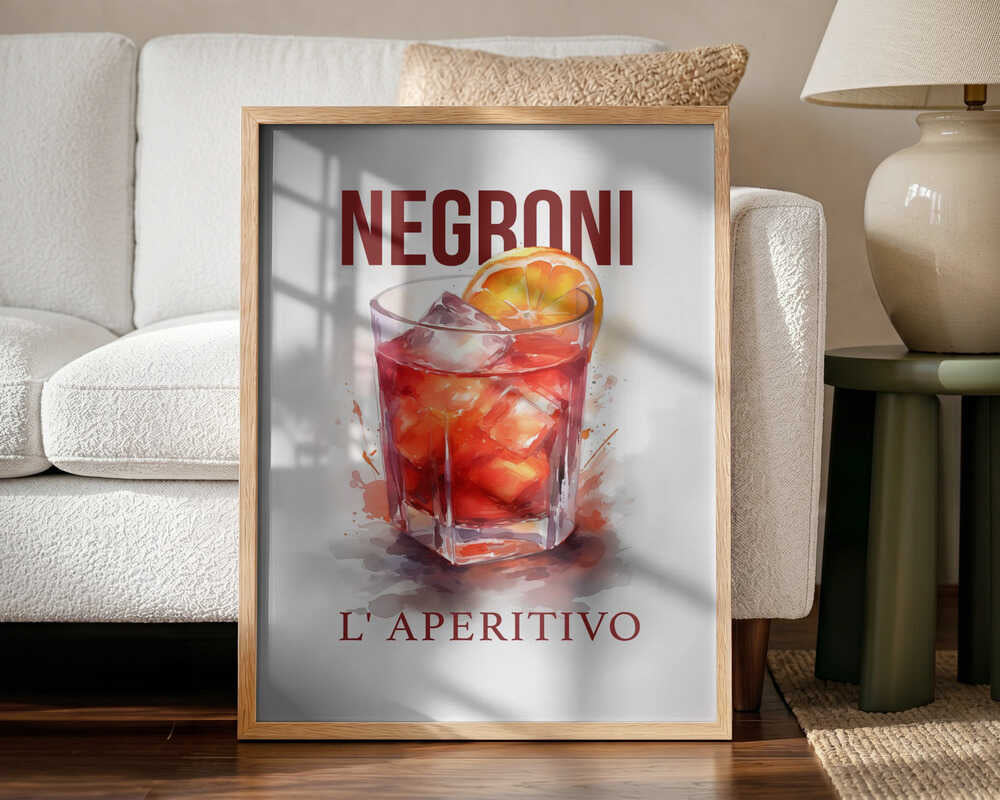 Vibrant Negroni Aperitivo Art Print UK — Vintage Vibrant Wall Art — Living Room — Wall It All Prints