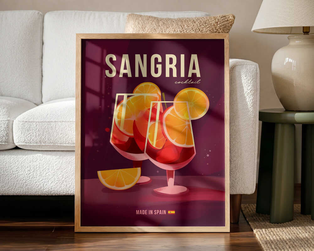 Refreshing Sangria Cocktail Art Print UK — Vintage Vibrant Wall Art — Kitchen — Wall It All Prints