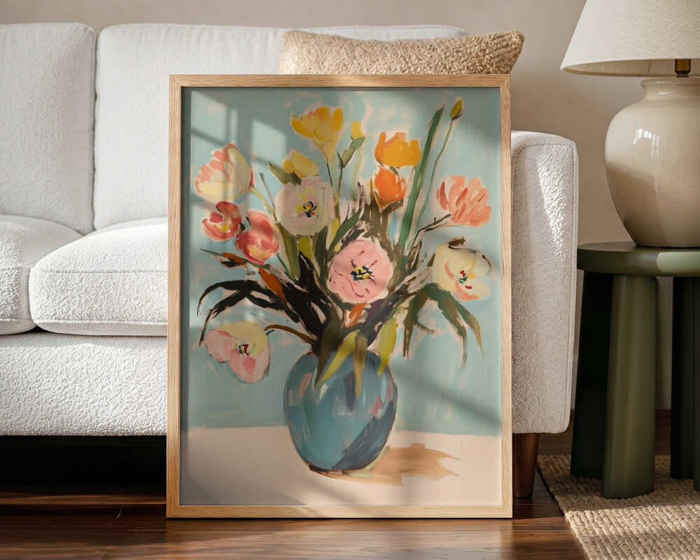 Colorful Happy Flowers Art Print UK — Botanical Vibrant Wall Art — Living Room — Wall It All Prints