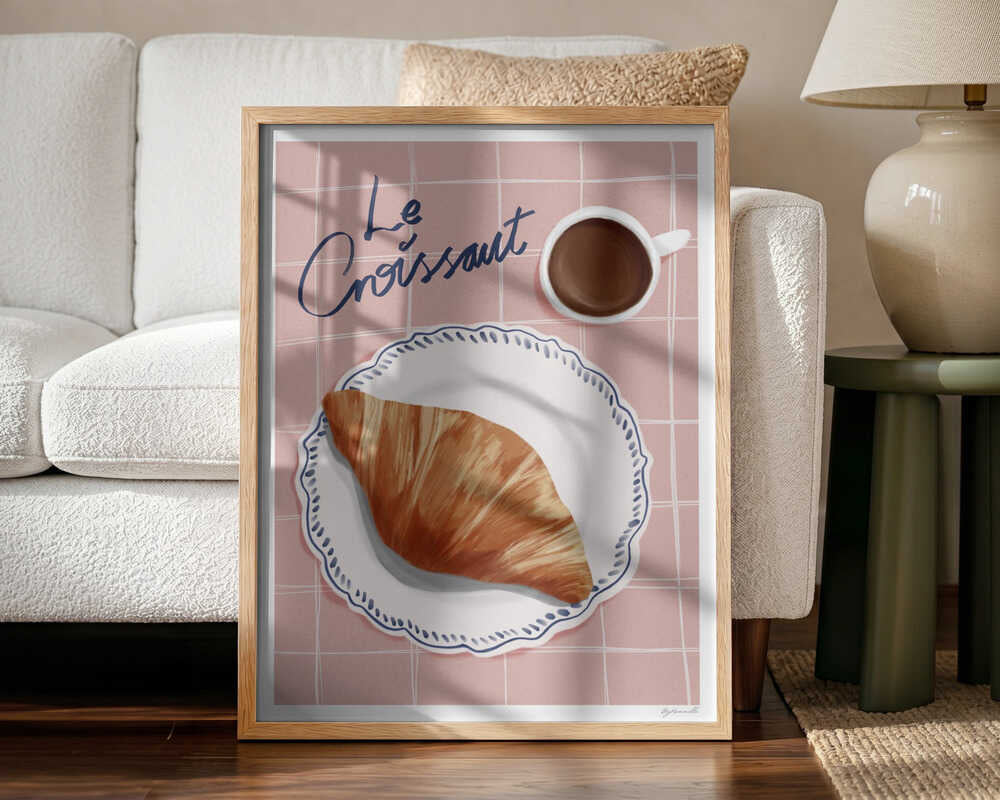 Le Croissant Morning Art Print UK — Food Warm Wall Art — Kitchen — Wall It All Prints