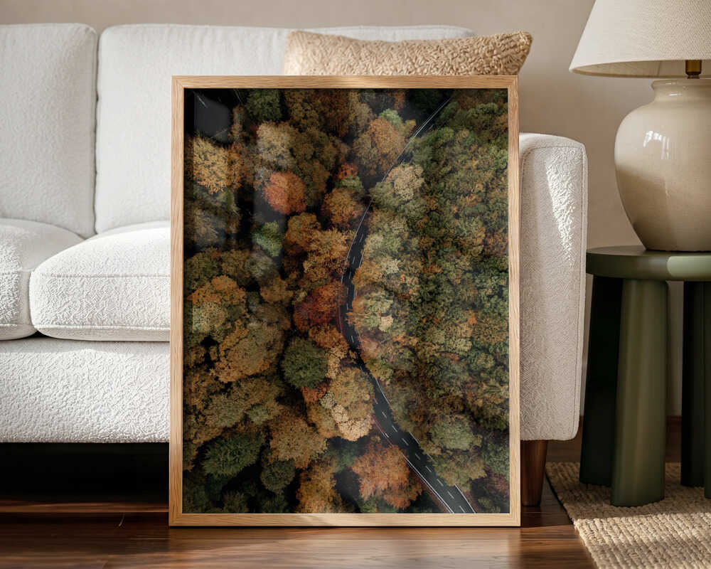Winding Autumn Road Art Print UK — Landscape Vibrant Wall Art — Living Room — Wall It All Prints