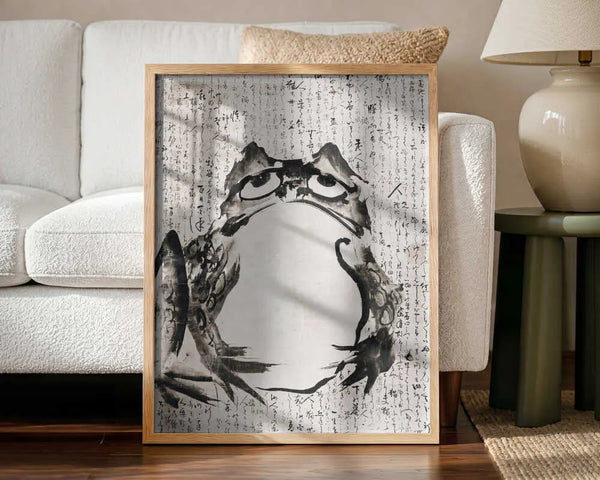 Japanese Frog (late 18th 19th Century) Vintage Ink and Color On Paper Getsuju