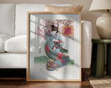 Japanese Woman (1828) Vintage Woodblock Print With Boarder