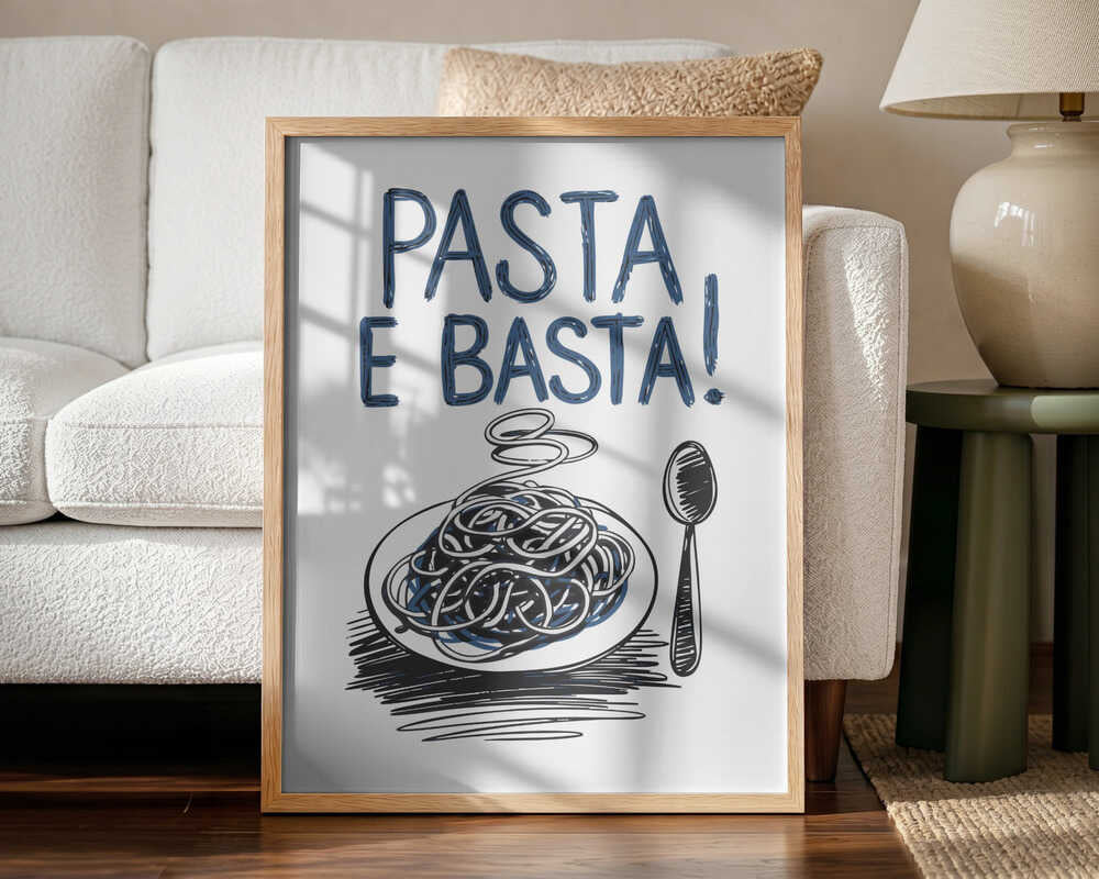 Pasta E Basta Art Print UK — Food Vibrant Wall Art — Kitchen — Wall It All Prints