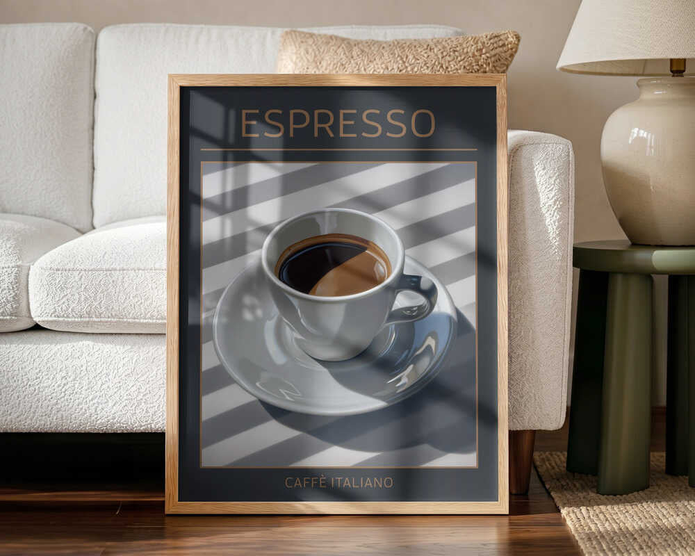 Espresso Morning Light Art Print UK — Dark Moody Dark Wall Art — Kitchen — Wall It All Prints