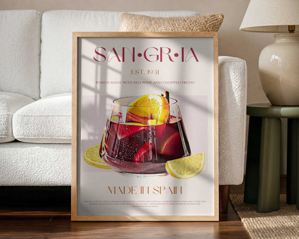 Classic Spanish Sangria Art Print UK — Vintage Vibrant Wall Art — Kitchen — Wall It All Prints