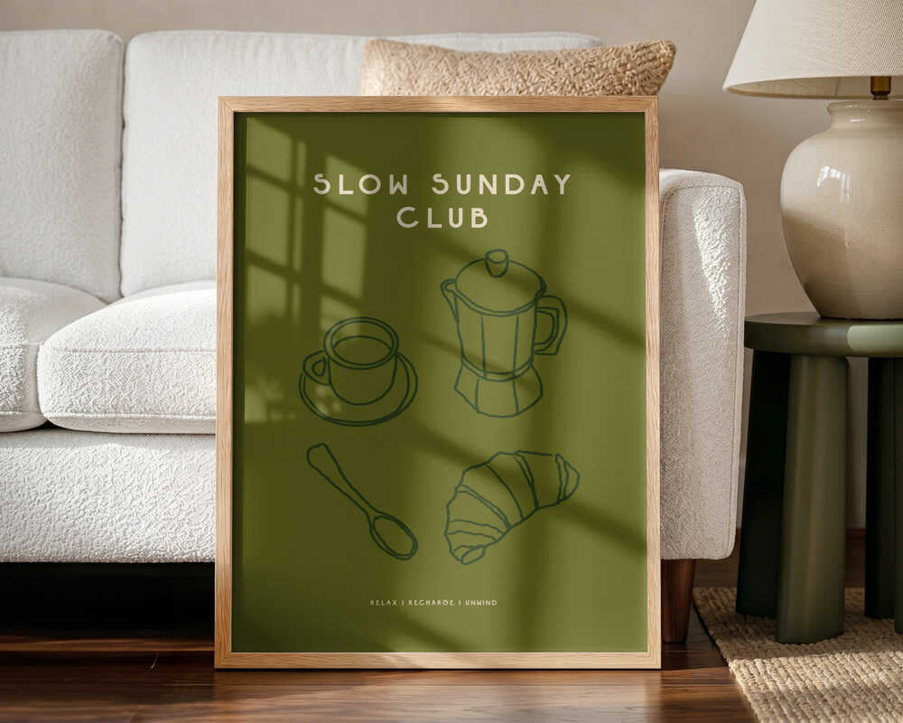 Leisurely Brew Morning Art Print UK — Food Minimal Wall Art — Kitchen — Wall It All Prints