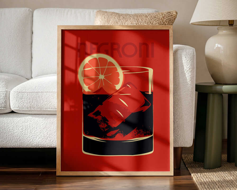 Classic Negroni Cocktail Art Print UK — Abstract Vibrant Wall Art — Kitchen — Wall It All Prints