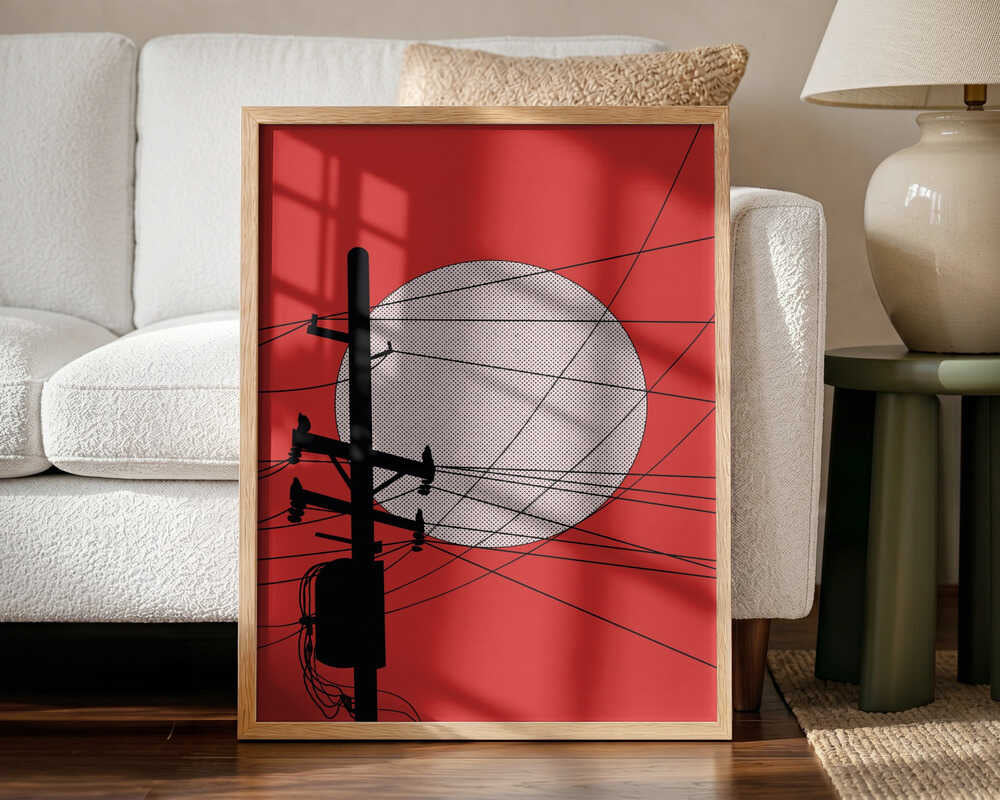 Red Sky Electric Sun Art Print UK — Abstract Vibrant Wall Art — Office — Wall It All Prints