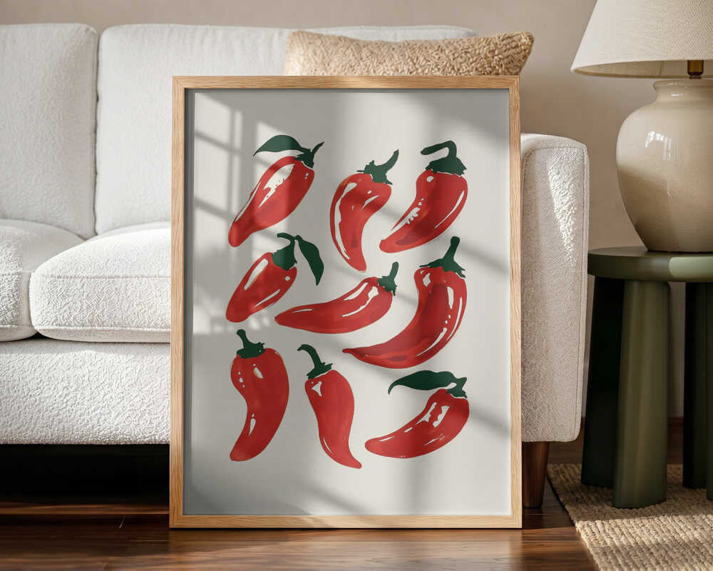 Red Hot Chilies Art Print UK — Botanical Vibrant Wall Art — Kitchen — Wall It All Prints