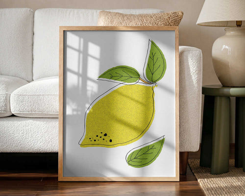 Bright Lemon Illustration Art Print UK — Botanical Vibrant Wall Art — Kitchen — Wall It All Prints