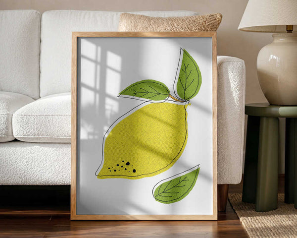 Bright Lemon Illustration Art Print UK — Botanical Vibrant Wall Art — Kitchen — Wall It All Prints