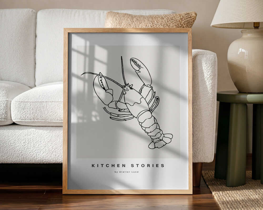 Lobster Linework Art Print UK — Abstract Dark Wall Art — Kitchen — Wall It All Prints