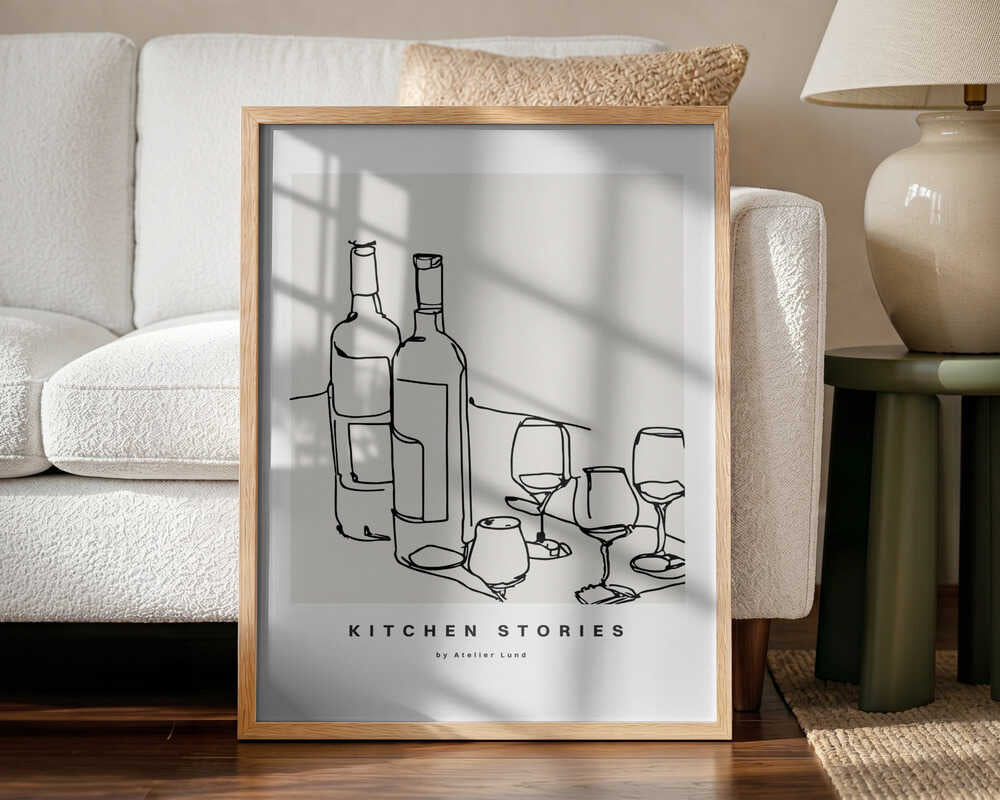 Wine and Conversation Art Print UK — Abstract Minimal Wall Art — Kitchen — Wall It All Prints