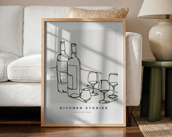 Wine and Conversation Art Print UK — Abstract Minimal Wall Art — Kitchen — Wall It All Prints