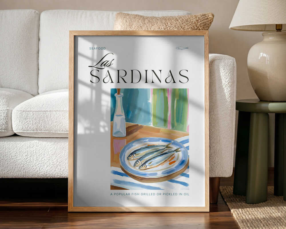 Mediterranean Sardine Dish Art Print UK — Food Vibrant Wall Art — Kitchen — Wall It All Prints