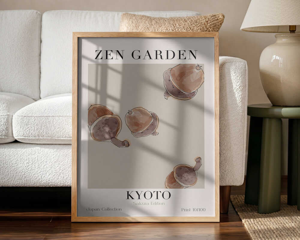 Falling Acorns Art Print UK — Japanese Calm Wall Art — Office — Wall It All Prints