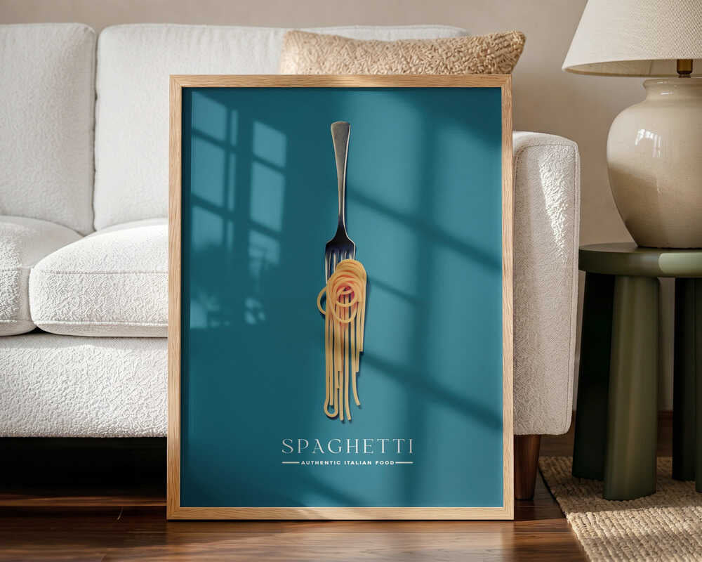 Italian Spaghetti Fork Art Print UK — Abstract Vibrant Wall Art — Kitchen — Wall It All Prints