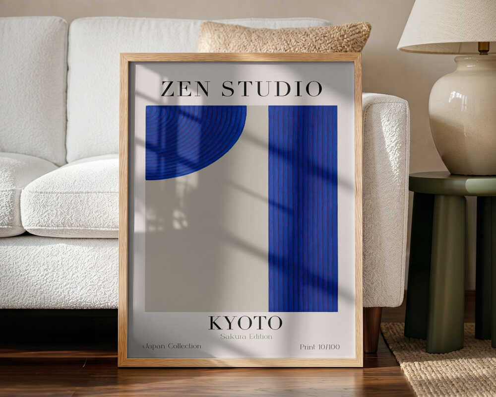 Kyoto Blue Harmony Art Print UK — Japanese Calm Wall Art — Bedroom — Wall It All Prints
