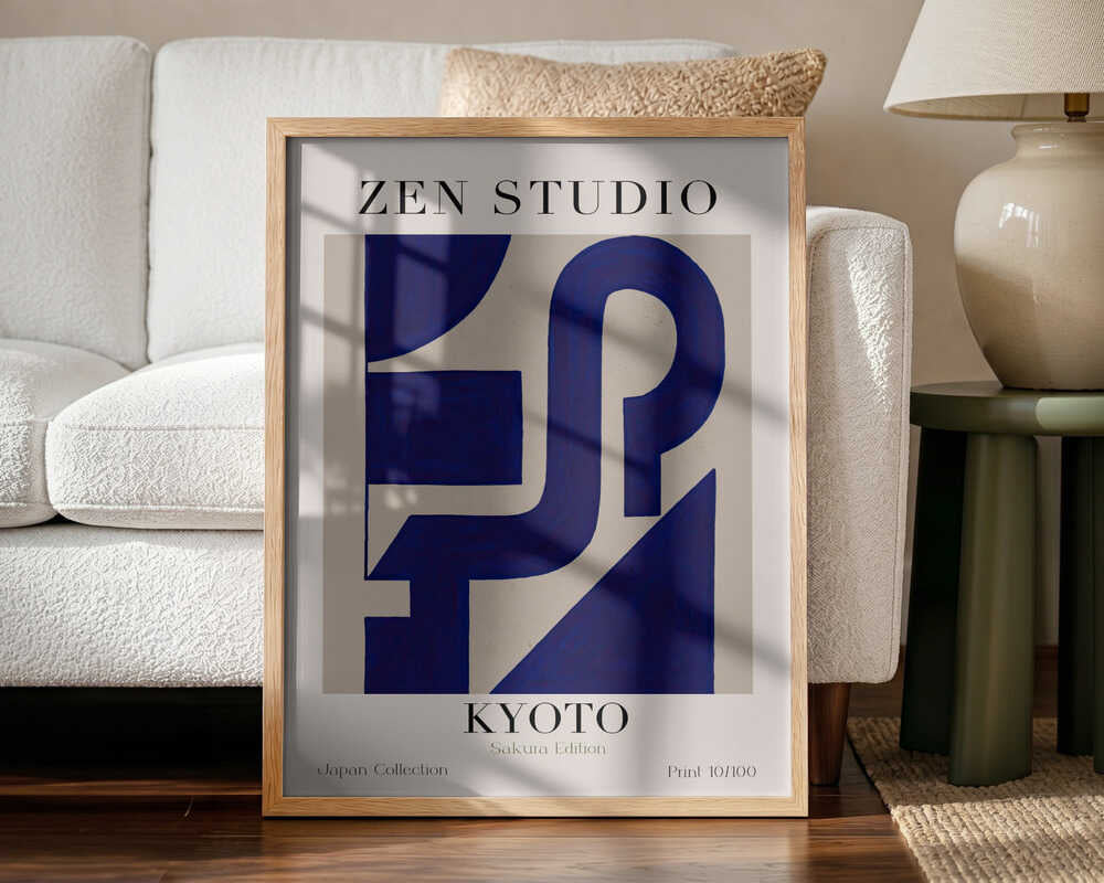 Blue Geometric Flow Art Print UK — Abstract Vibrant Wall Art — Bedroom — Wall It All Prints