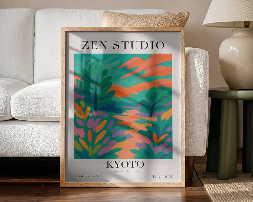 Vibrant Kyoto Path Art Print UK — Abstract Vibrant Wall Art — Bedroom — Wall It All Prints