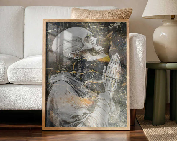 Golden Cracked Skeleton Prayer Rafal Kulik