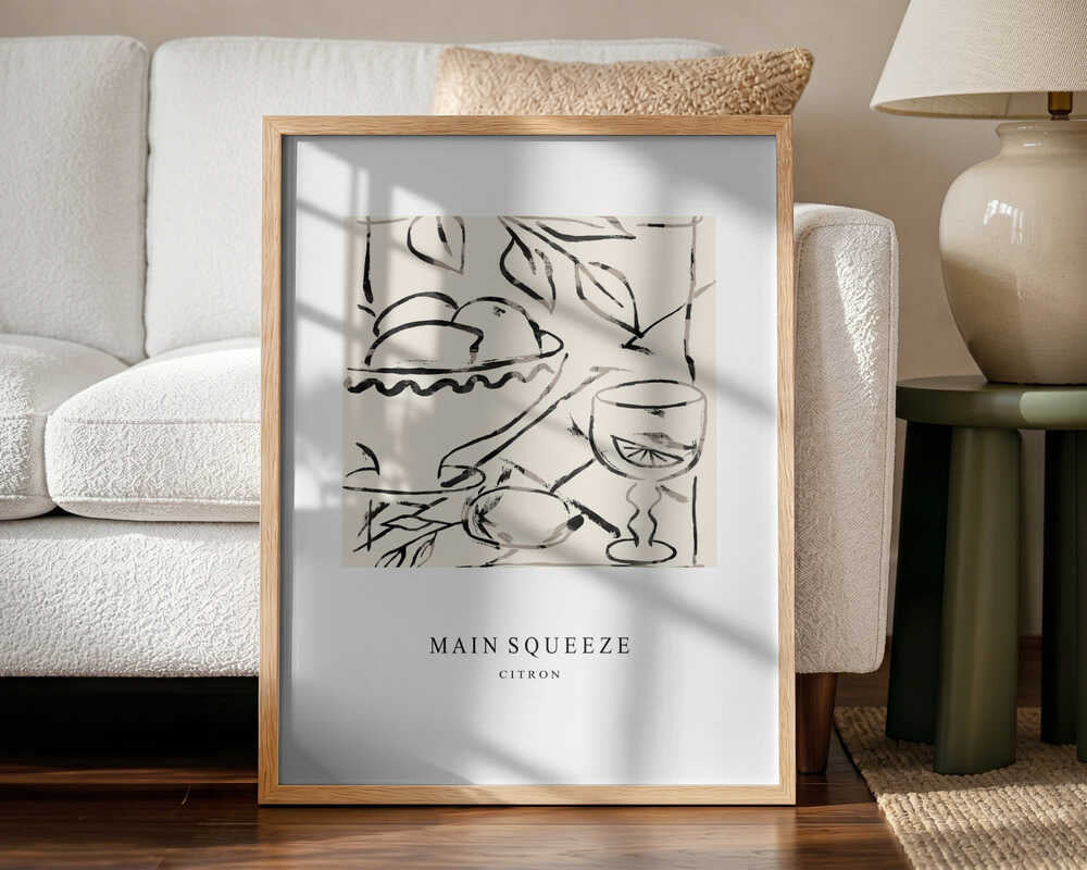 Fresh Lemon Still Life Art Print UK — Botanical Minimal Wall Art — Kitchen — Wall It All Prints