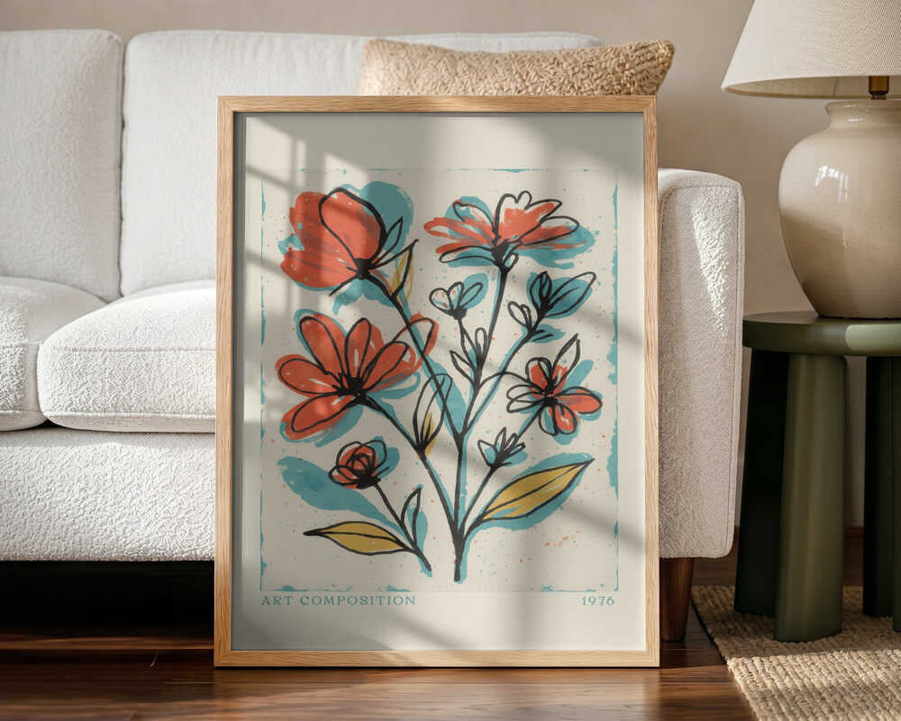 Blooming Sketches Art Print UK — Botanical Vibrant Wall Art — Living Room — Wall It All Prints