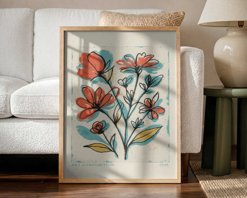 Blooming Sketches Art Print UK — Botanical Vibrant Wall Art — Living Room — Wall It All Prints