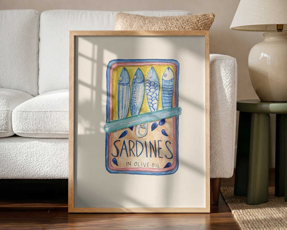 Rustic Sardines In Oil Art Print UK — Landscape Vibrant Wall Art — Kitchen — Wall It All Prints