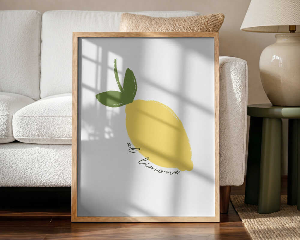 Italian Lemon Illustration Art Print UK — Botanical Vibrant Wall Art — Kitchen — Wall It All Prints