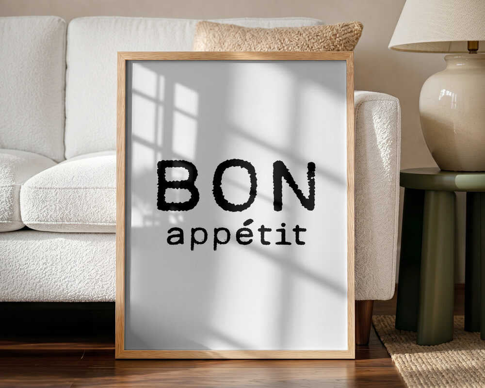Bon Appetit Kitchen Typography Art Print UK — Abstract Dark Wall Art — Kitchen — Wall It All Prints