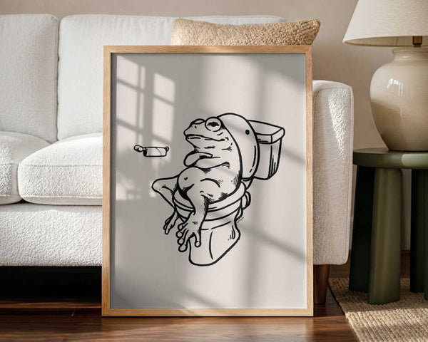 Funny Frog on Toilet