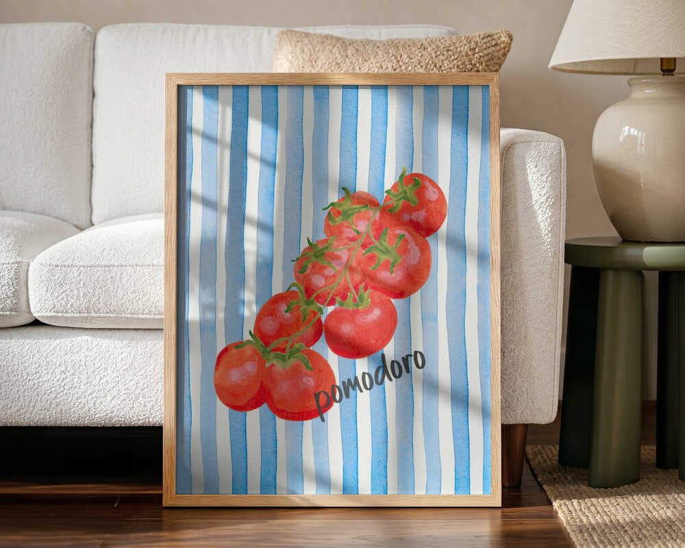 Watercolor Pomodoro Bunch Art Print UK — Botanical Fresh Wall Art — Kitchen — Wall It All Prints