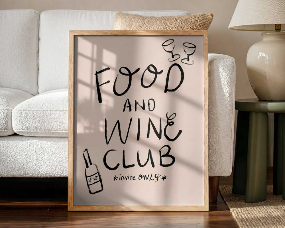 Food Wine Club Invite Art Print UK — Food Vibrant Wall Art — Kitchen — Wall It All Prints