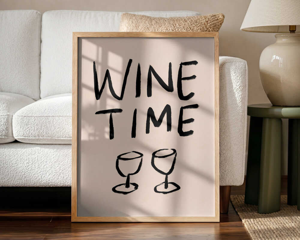 It's Wine Time Art Print UK — Abstract Minimal Wall Art — Kitchen — Wall It All Prints
