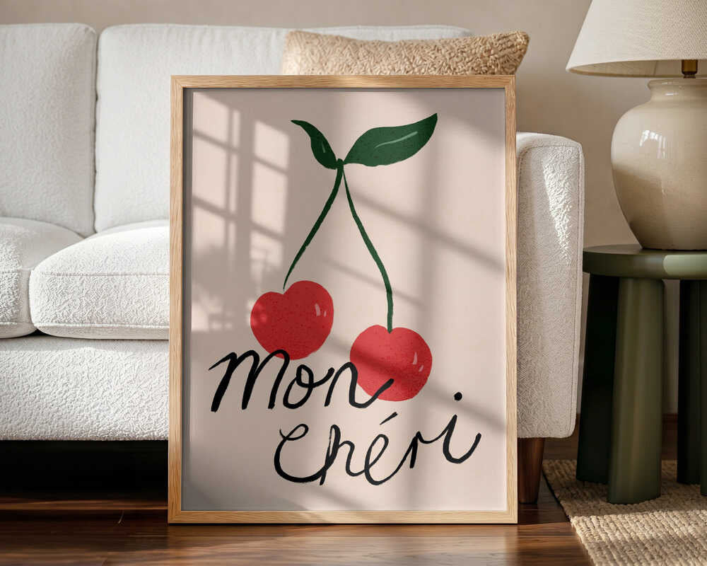 Mon Chéri Cherries Art Print UK — Botanical Minimal Wall Art — Kitchen — Wall It All Prints