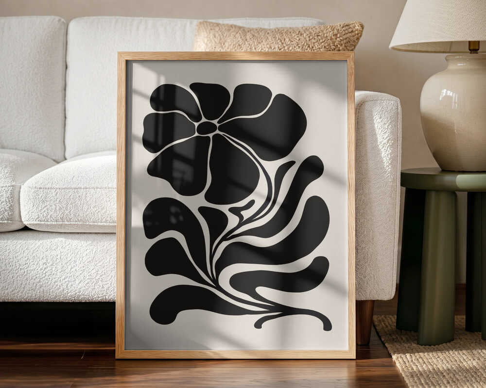 Black Floral Silhouette Art Print UK — Botanical Dark Wall Art — Office — Wall It All Prints
