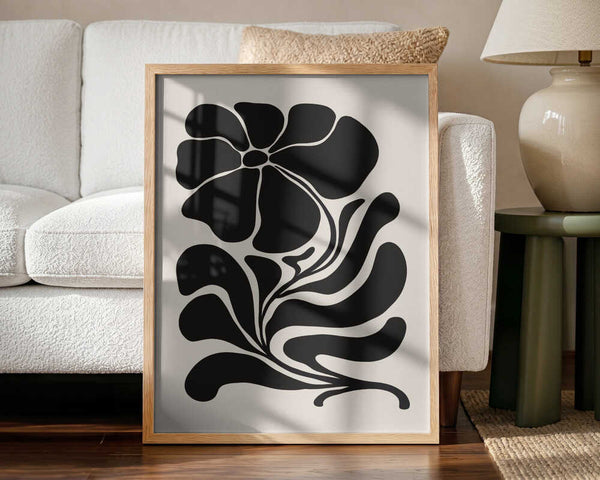 Black Floral Silhouette Art Print UK — Botanical Dark Wall Art — Office — Wall It All Prints