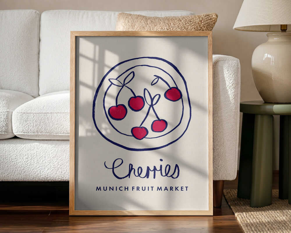 Munich Cherry Market Art Print UK — Vintage Fresh Wall Art — Kitchen — Wall It All Prints