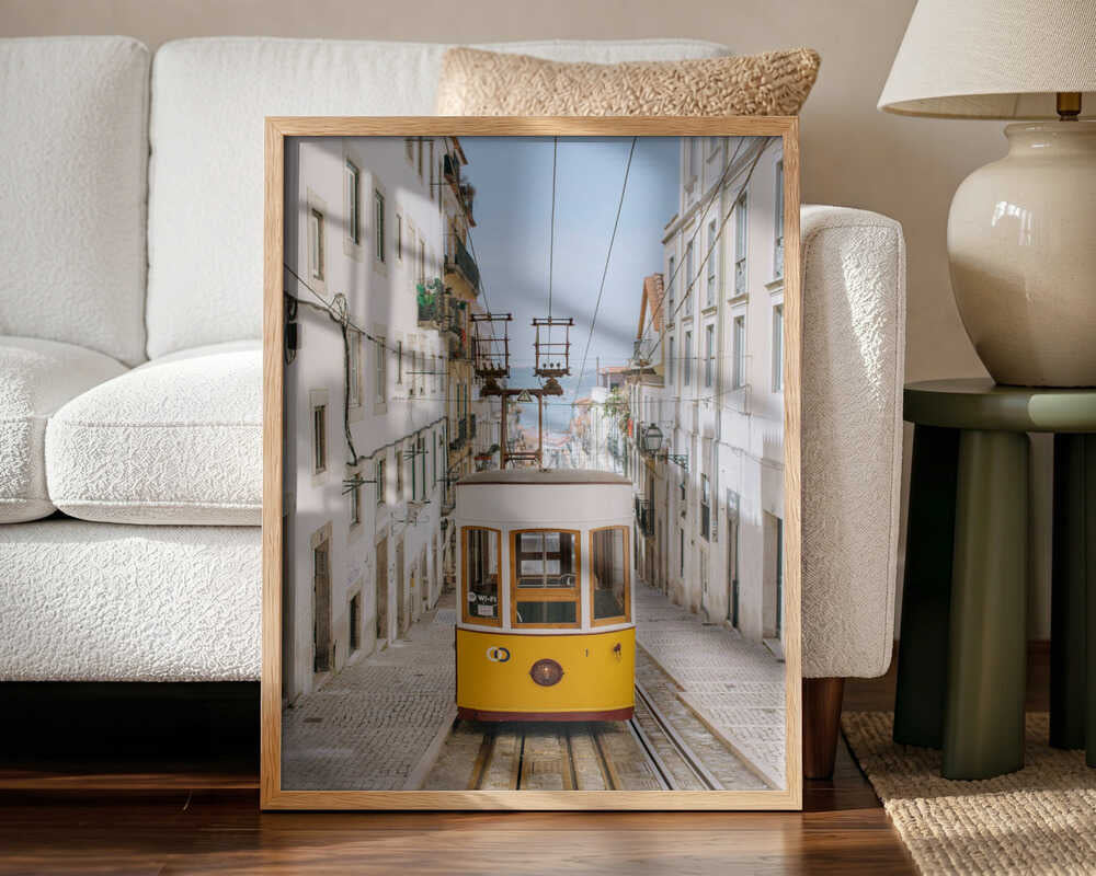 Iconic Lisbon Street Tram Art Print UK — Vintage Vibrant Wall Art — Living Room — Wall It All Prints