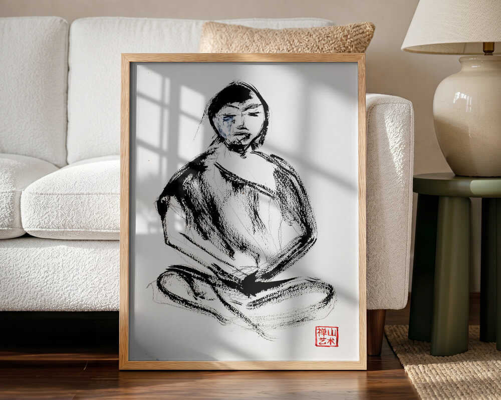 Meditating Zen Monk Art Print UK — Japanese Calm Wall Art — Bedroom — Wall It All Prints