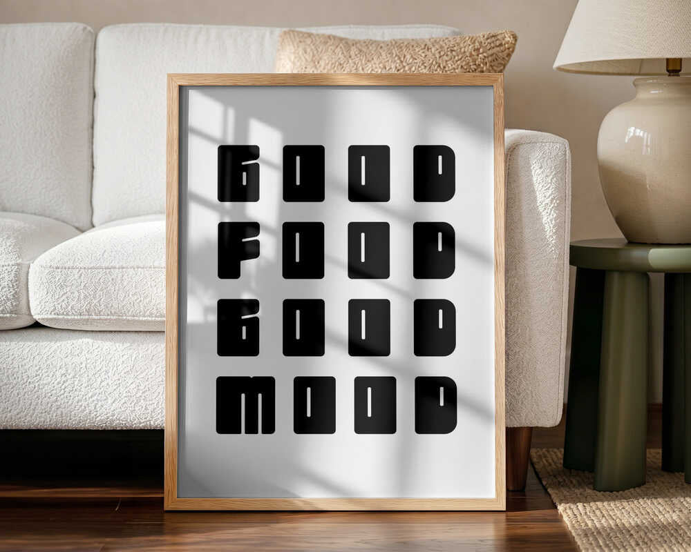 Good Food Good Mood Art Print UK — Abstract Dark Wall Art — Kitchen — Wall It All Prints