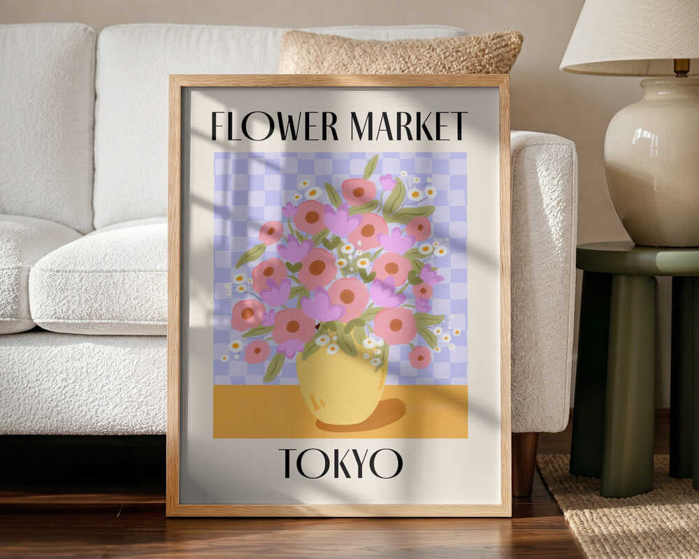 Flower Market Tokyo Art Print UK — Botanical Vibrant Wall Art — Living Room — Wall It All Prints