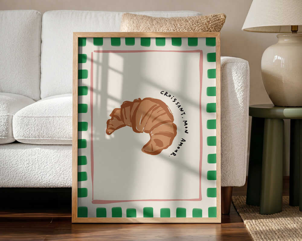 Croissant Mon Amour Art Print UK — Food Fresh Wall Art — Kitchen — Wall It All Prints