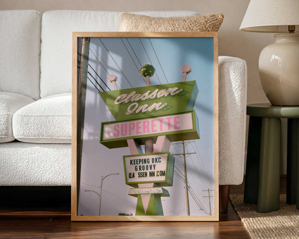 Groovy Roadside Motel Sign Art Print UK — Vintage Fresh Wall Art — Living Room — Wall It All Prints